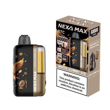 Nexa MAx BTC 60k – Design futuriste, performances l&eacute;gendaires, puissance de 60 000 bouff&eacute;es, teneur en nicotine de 50 mg/mL (5 %)